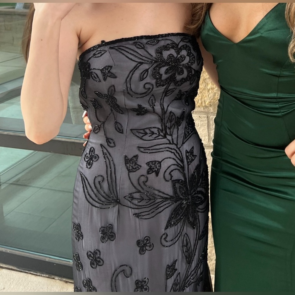 Vintage Black floral beaded prom dress